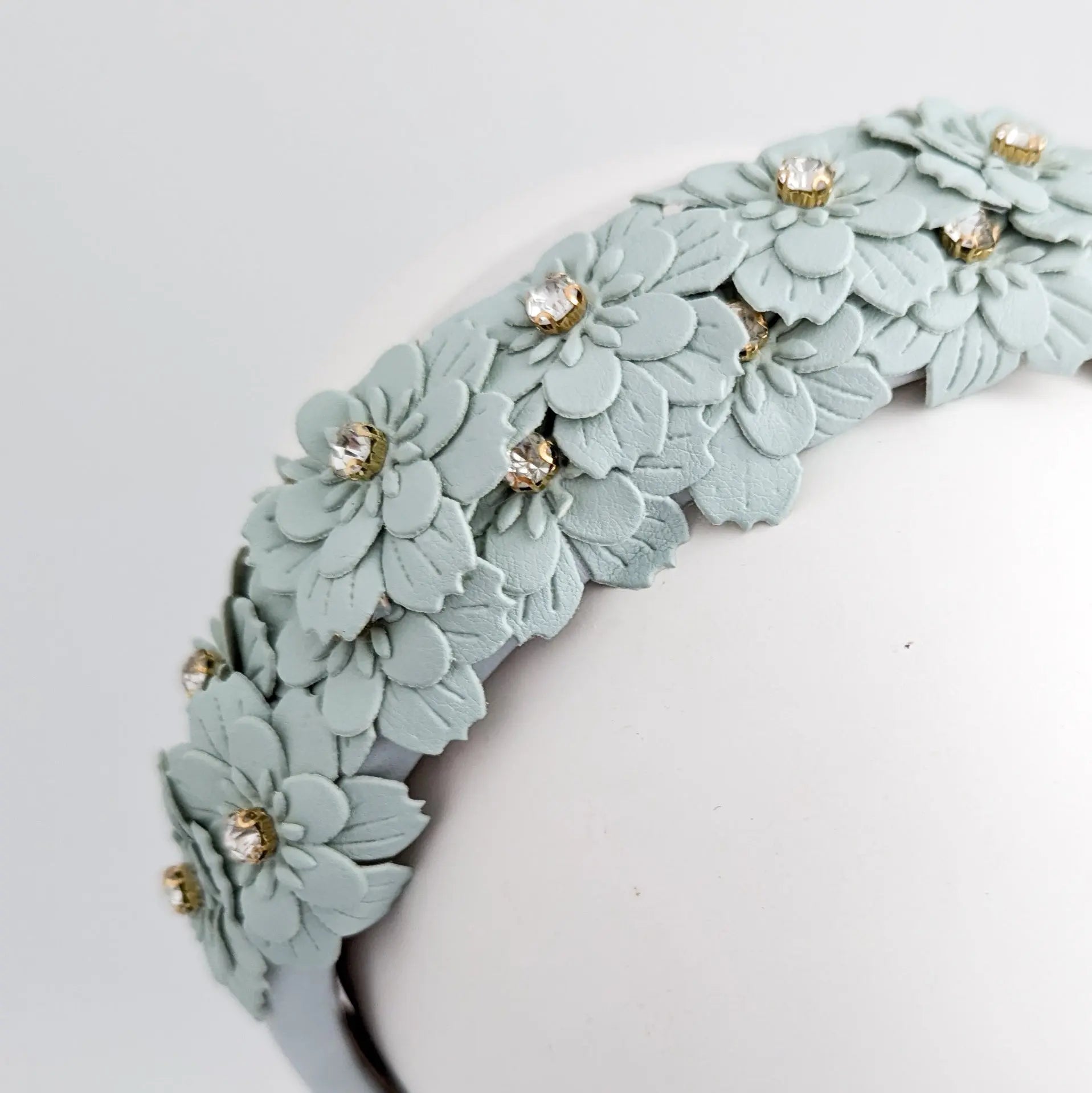 Aquamarine blue crystal flower headband fascinator - House of Hats