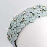 Aquamarine blue crystal flower headband fascinator - House of Hats