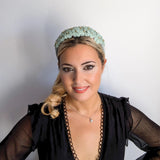 Aquamarine blue crystal flower headband fascinator - House of Hats