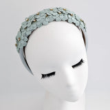 Aquamarine blue crystal flower headband fascinator - House of Hats