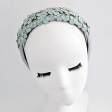 Aquamarine blue crystal flower headband fascinator - House of Hats