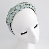 Aquamarine blue crystal flower headband fascinator - House of Hats