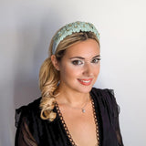 Aquamarine blue crystal flower headband fascinator - House of Hats
