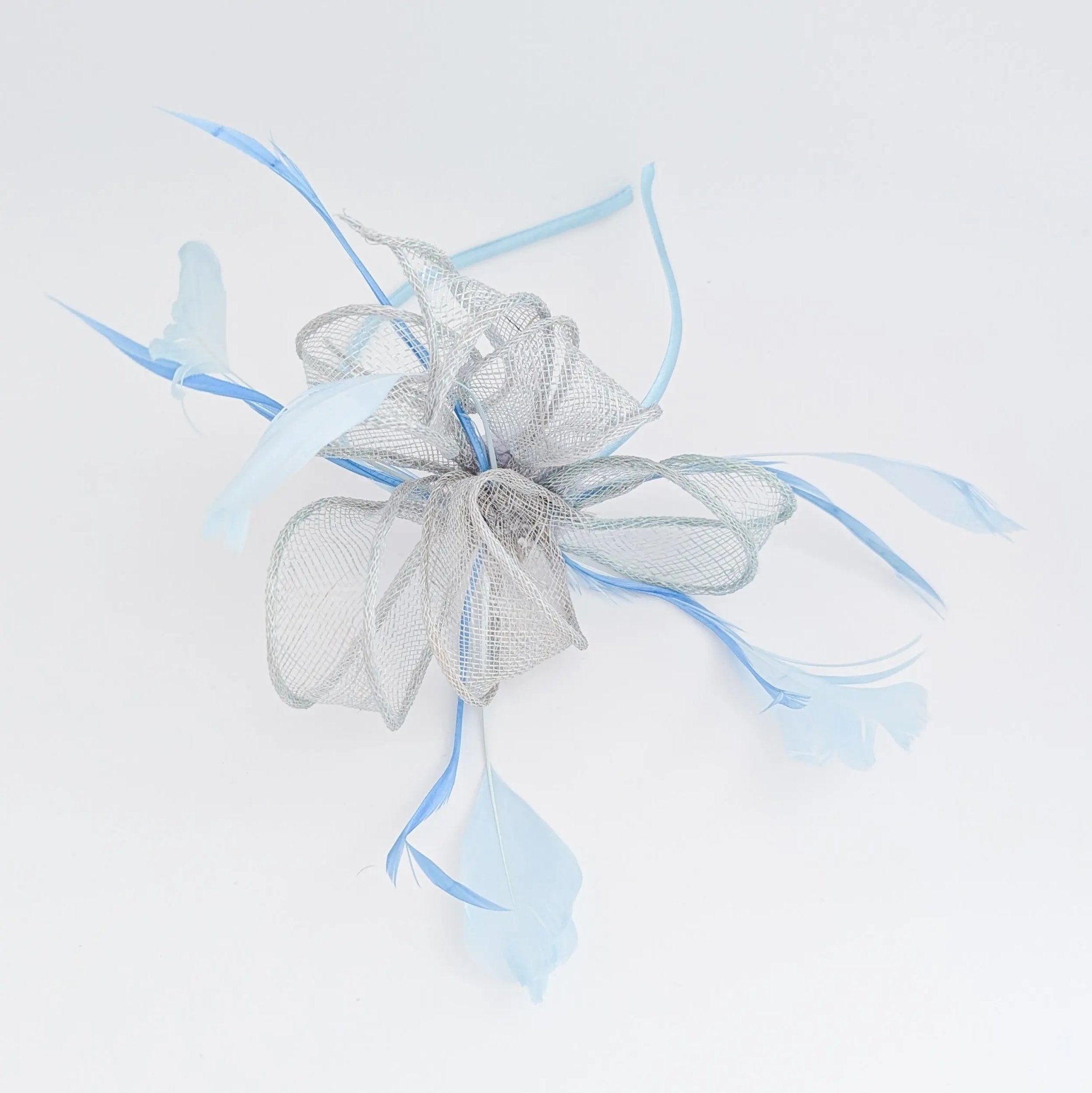 Aquamarine blue feather fascinator hat - House of Hats