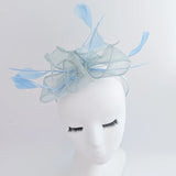Aquamarine blue feather fascinator hat - House of Hats