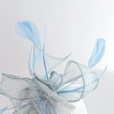 Aquamarine blue feather fascinator hat - House of Hats