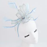 Aquamarine blue feather fascinator hat - House of Hats