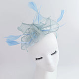 Aquamarine blue feather fascinator hat - House of Hats