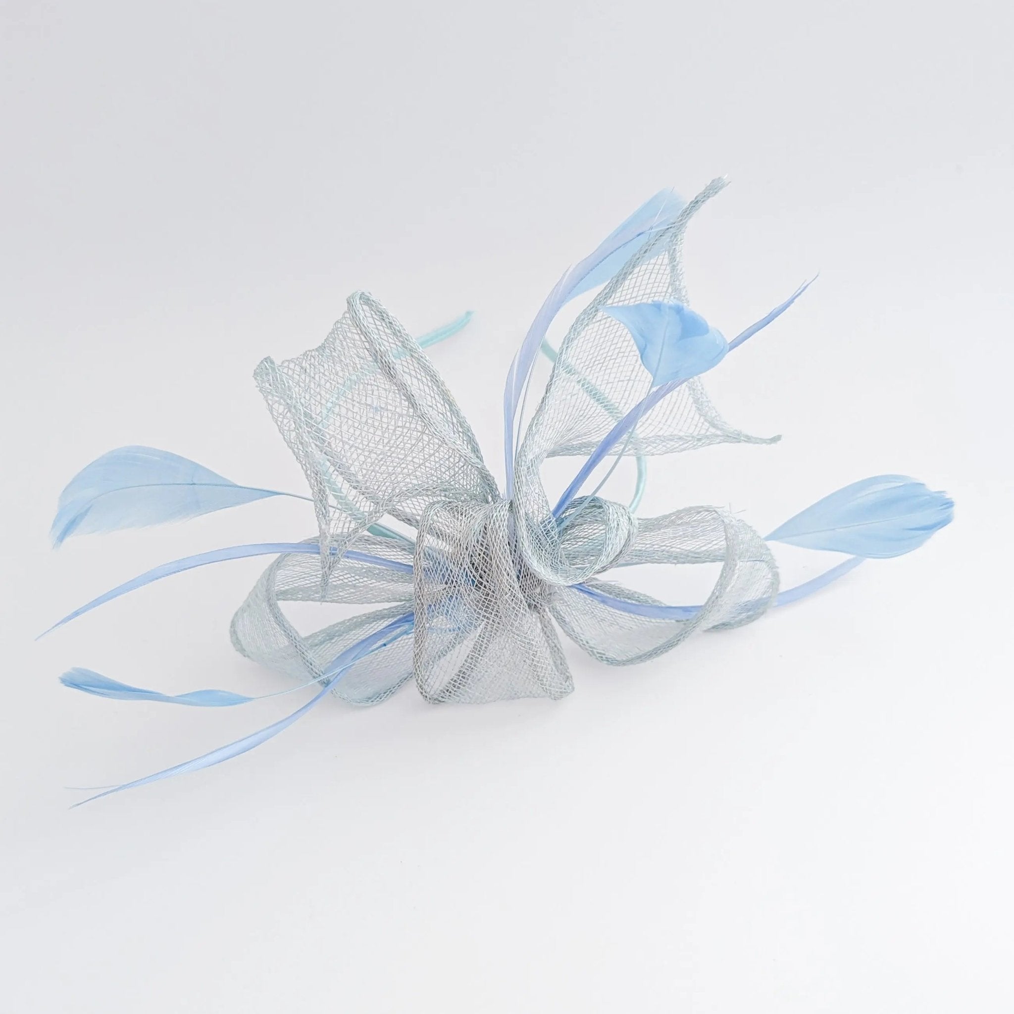 Aquamarine blue feather fascinator hat - House of Hats