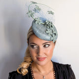 Aquamarine blue flower fascinator hat - House of Hats