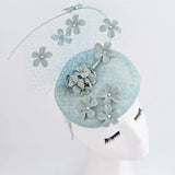 Aquamarine blue flower fascinator hat - House of Hats