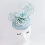 Aquamarine blue flower fascinator hat - House of Hats