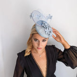 Aquamarine blue flower fascinator hat - House of Hats