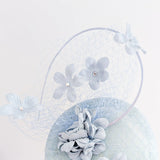 Aquamarine blue flower fascinator hat - House of Hats