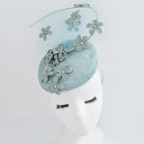 Aquamarine blue flower fascinator hat - House of Hats