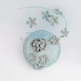 Aquamarine blue flower fascinator hat - House of Hats