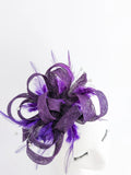 Aubergine cadbury purple crystal feather fascinator hat - House of Hats