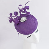 Aubergine purple pearl fascinator hat - House of Hats