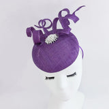 Aubergine purple pearl fascinator hat - House of Hats
