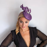 Aubergine purple pearl fascinator hat - House of Hats