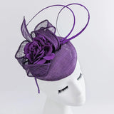 Aubergine royal purple flower fascinator hat - House of Hats