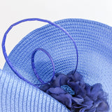 Azure blue large woven straw flower fascinator hat - House of Hats