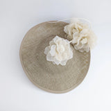 Beige large flower saucer disc fascinator hat - House of Hats