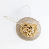Beige toffee flower disc saucer fascinator hat - House of Hats