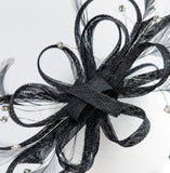 Black crystal feather fascinator hat - House of Hats