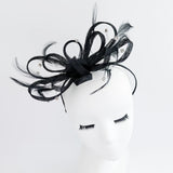 Black crystal feather fascinator hat - House of Hats
