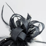 Black crystal feather fascinator hat - House of Hats