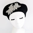 Black crystal wool felt french beret hat - House of Hats