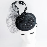 Black flower fascinator hat - House of Hats