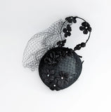 Black flower fascinator hat - House of Hats
