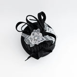 Black grey flower lace fascinator hat - House of Hats