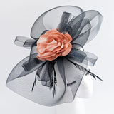 Black large flower feather crin fascinator hat - House of Hats