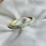Blue Pearl Bangle — Cloisonné Enamel Faerie Flower Gold Pastel - House of Hats