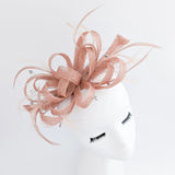 Blush pink crystal feather fascinator hat - House of Hats
