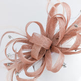 Blush pink crystal feather fascinator hat - House of Hats