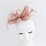 Blush pink crystal feather fascinator hat - House of Hats