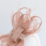Blush pink fascinator hat with crystals and feathers - House of Hats