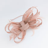 Blush pink fascinator hat with crystals and feathers - House of Hats