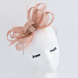 Blush pink fascinator hat with crystals and feathers - House of Hats