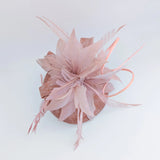 Blush pink feather fascinator hat - House of Hats