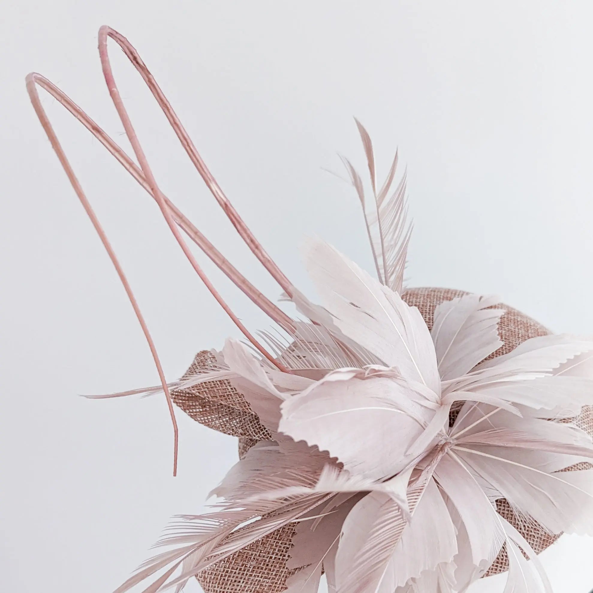 Blush pink feather fascinator hat - House of Hats