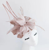 Blush pink feather fascinator hat - House of Hats