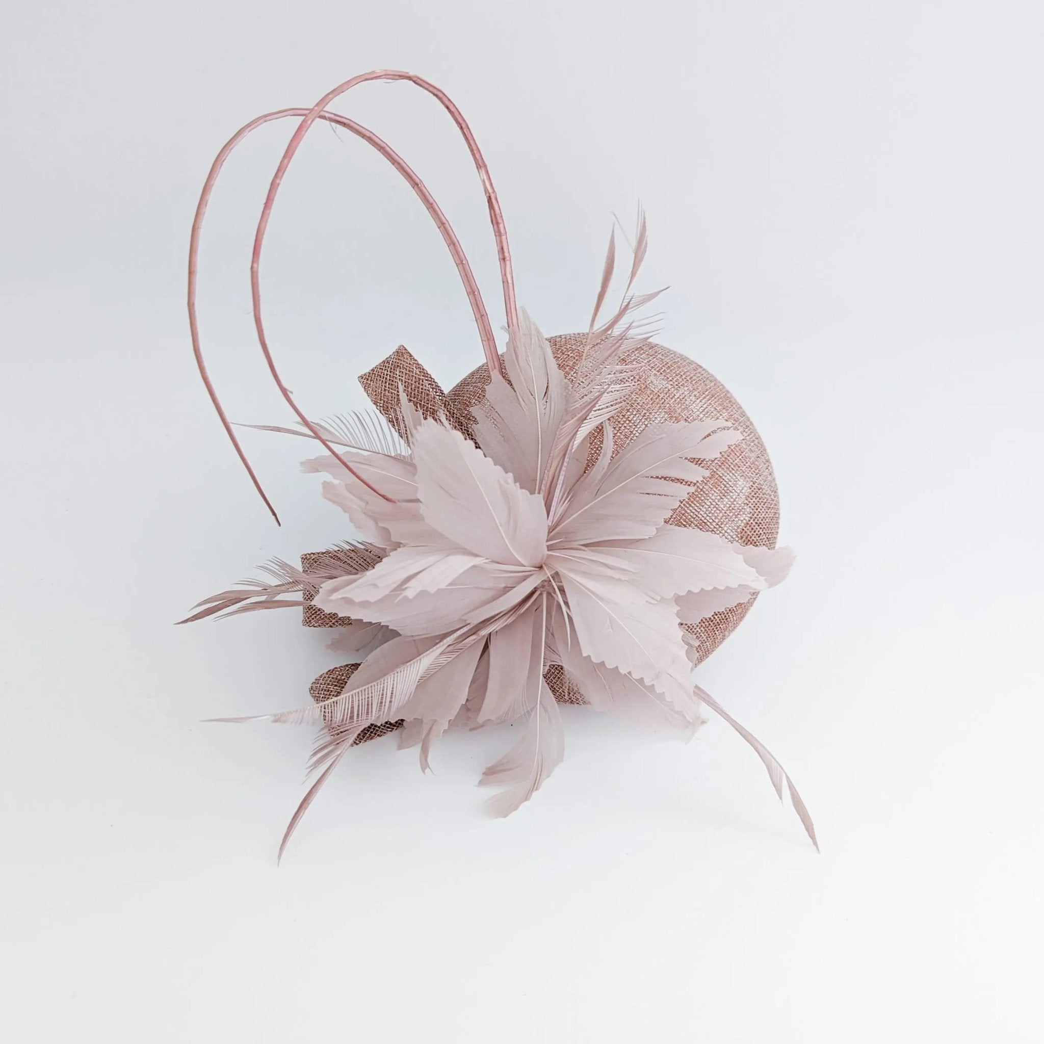 Blush pink feather fascinator hat - House of Hats