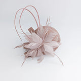 Blush pink feather fascinator hat - House of Hats