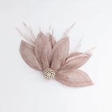 Blush pink feather petal fan fascinator hat - House of Hats