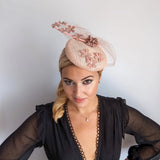 Blush pink flower fascinator hat - House of Hats